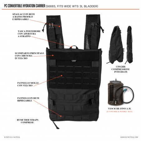 5.11 Tactical PC Hydratation Carrier (56665) | vescica | sacca idratazione | idrica | Italia | Trekking | Outdoor